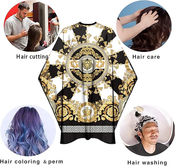 CapeshionPro Barber Capes Hair Cutting Capes Salon Stylist Capes with Snaps Waterproof Professional Large Barber Hairdresser Gown Cape- 63”× 56”(White)