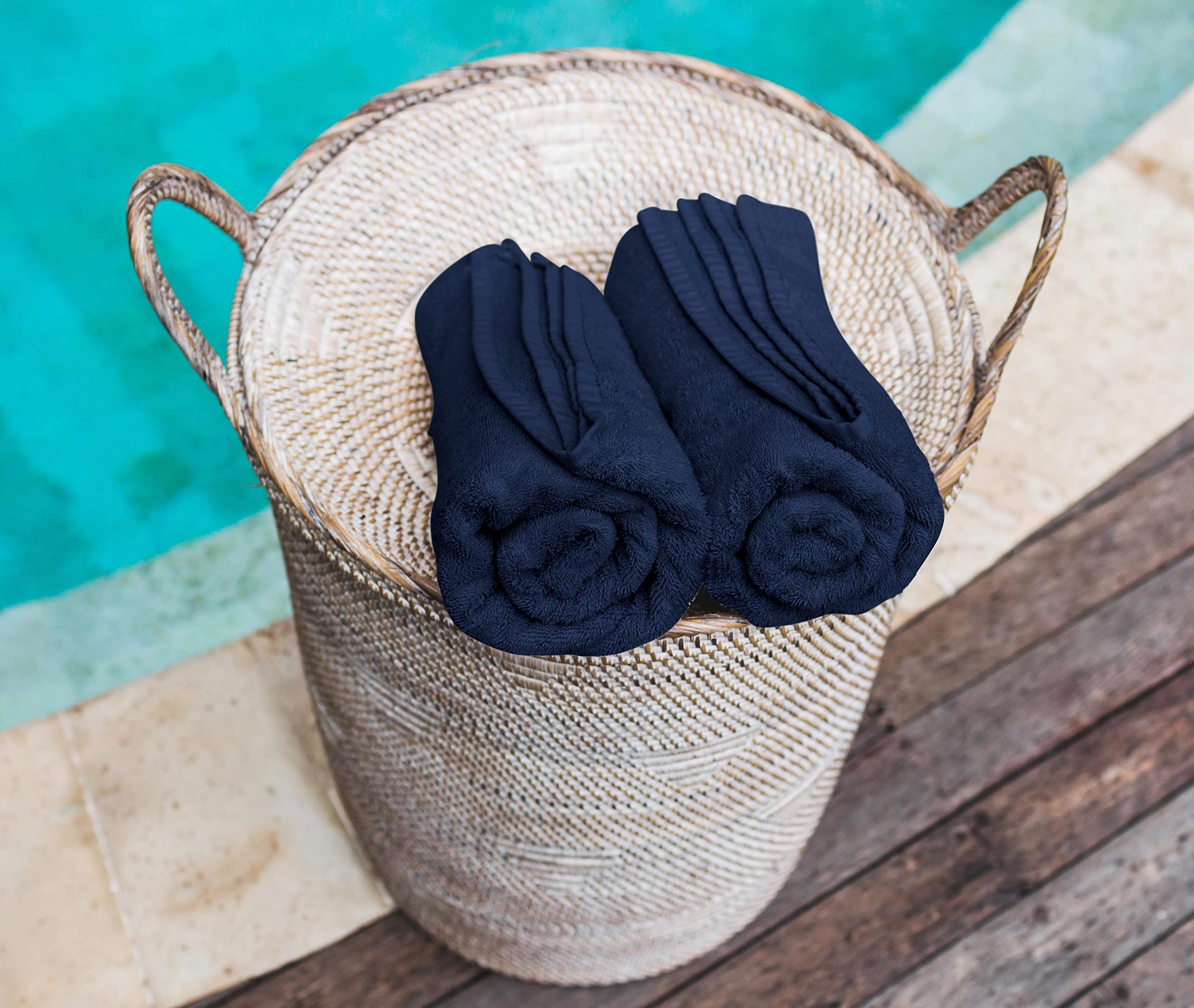 Utopia Towels 24 Pack Cotton Washcloths Set, 100% Ring Spun Cotton, Premium Quality Flannel Face Cloths, Highly Absorbent and Soft Feel Fingertip Towels, Navy