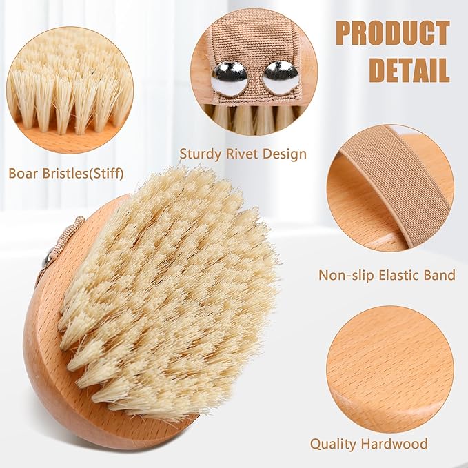 OWIIZI Dry Brushing Body Brush Wooden Body Scrubber Exfoliator