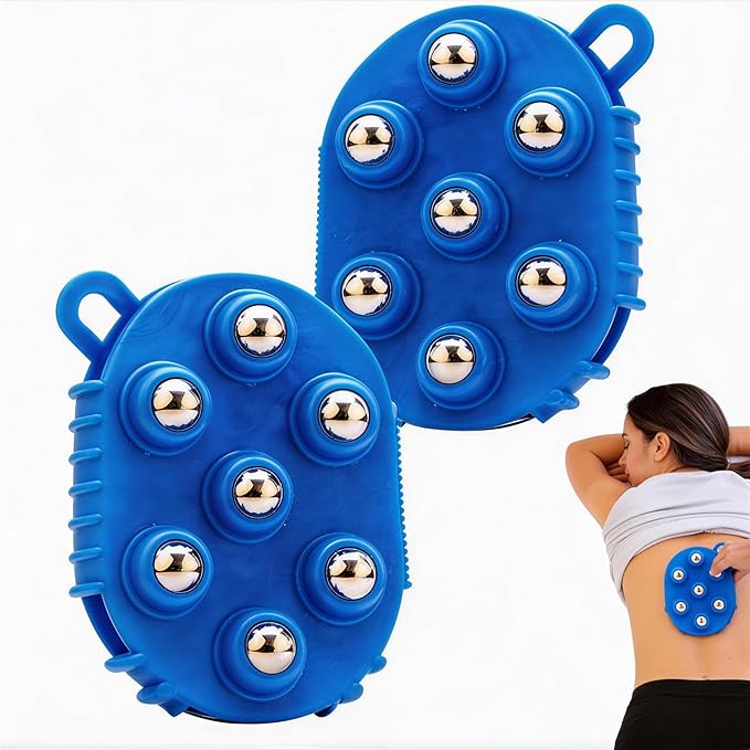 VOSCHOIX Roller Ball Glove Massager, Lymphatic Massage Tool Gua Sha Fascia Muscle Release for Face, Neck, Back, Abdomen, Legs & Full Body, Medium