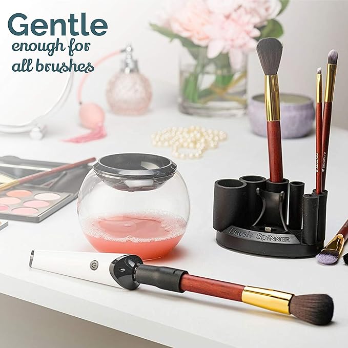 Luxe Electric Makeup Brush Cleaner Machine with Cleaning Solution - USB Charging Station, Automatic Brush Washer and Dryer - 3 Adjustable Speeds for Easy Cleaning - Complete Set for Hygienic Brushes
