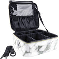 gzcz Travel Makeup Bag,Professional Cosmetic Bags for Women,Portable Makeup Brush Bag Organizer Storage with Adjustable Dividers and Shoulder Strap