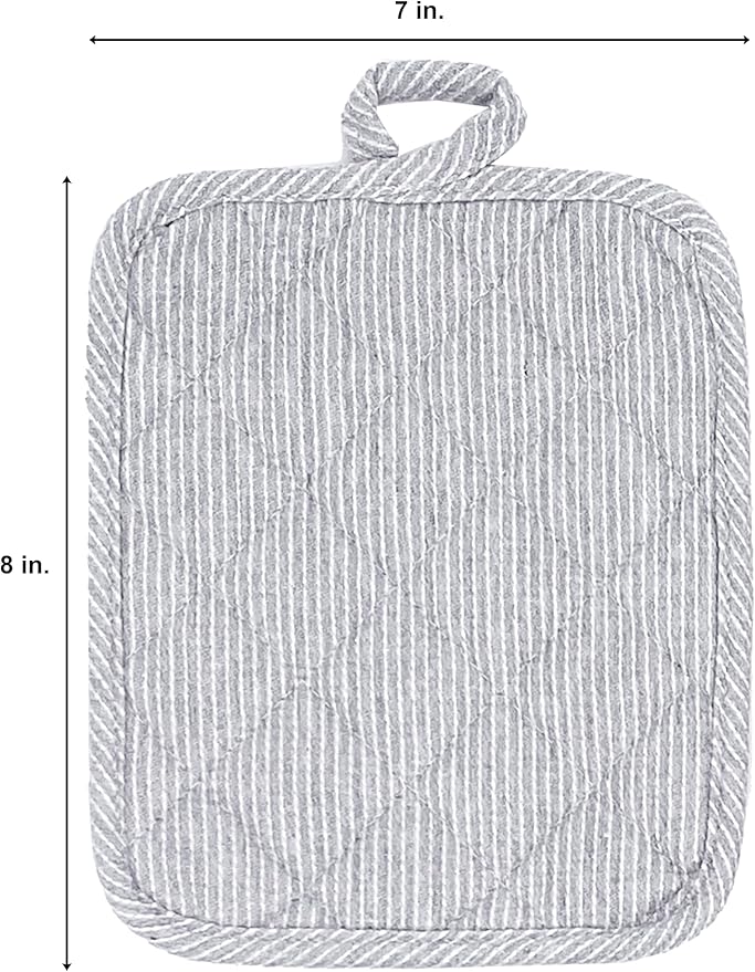 American Linen 8-Pack Heat Resistant Pot Holders & Hot Pads (Grey, 4 Pack)