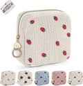Cute Period Bag for Teen Girls, Corduroy Sanitary Napkin Storage Bag, Menstrual Pad Pouch Tampon Holder for Purse (Strawberry)