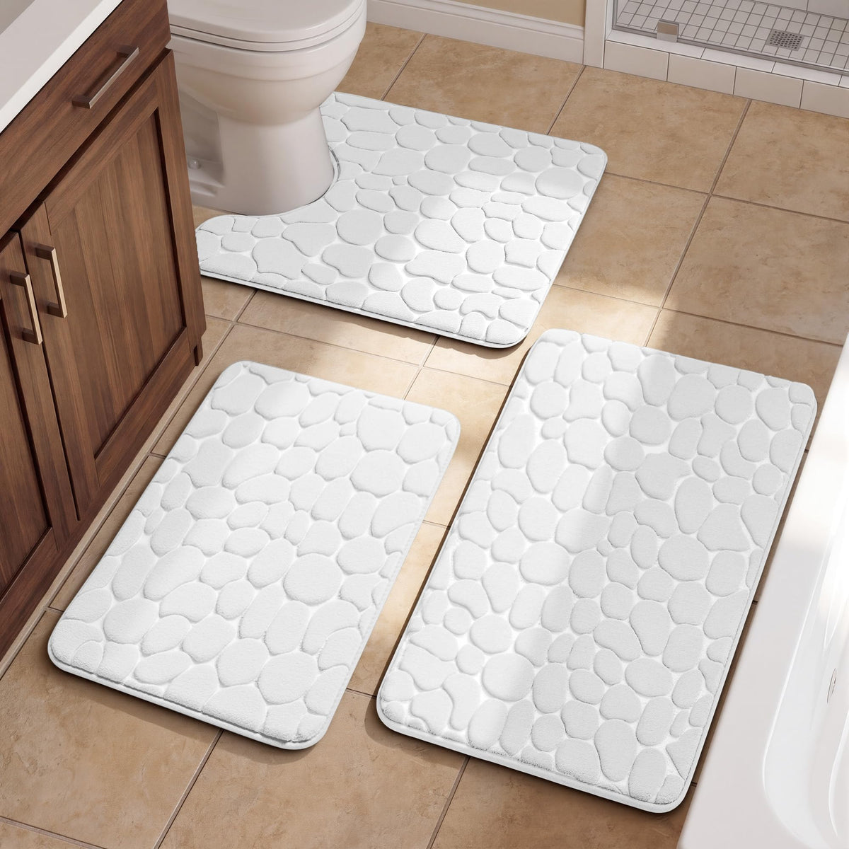 YIHOUSE Bathroom Rugs Mat Set, Memory Foam Bath Mat 5 Piece Dark Grey