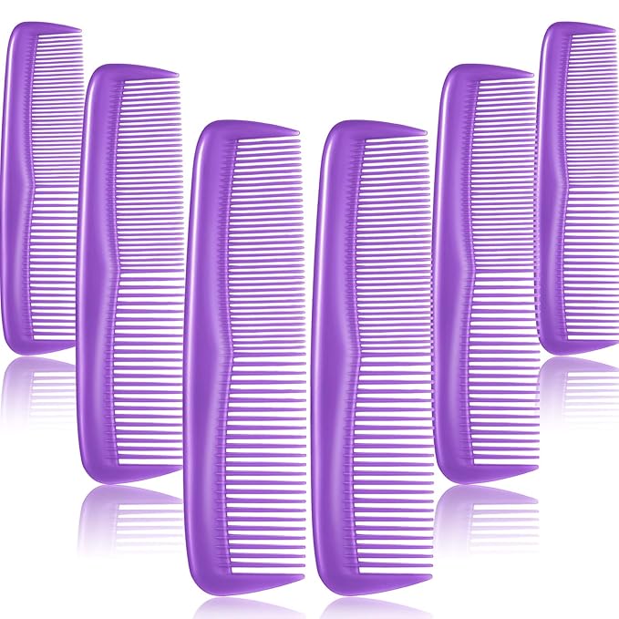 Leinuosen 12 Pieces Pocket Hair Combs, Fine Tooth Combs, Purple