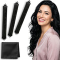 VISOFO Heatless Curls Overnight | Rods for Blowout Look, Long Hair Rollers Blow Out Curling Rod No Heat Flexi Foam Tubes Silk Satin Velvet Soft Curlers to Sleep In Tools Set (Black, 3 Set)
