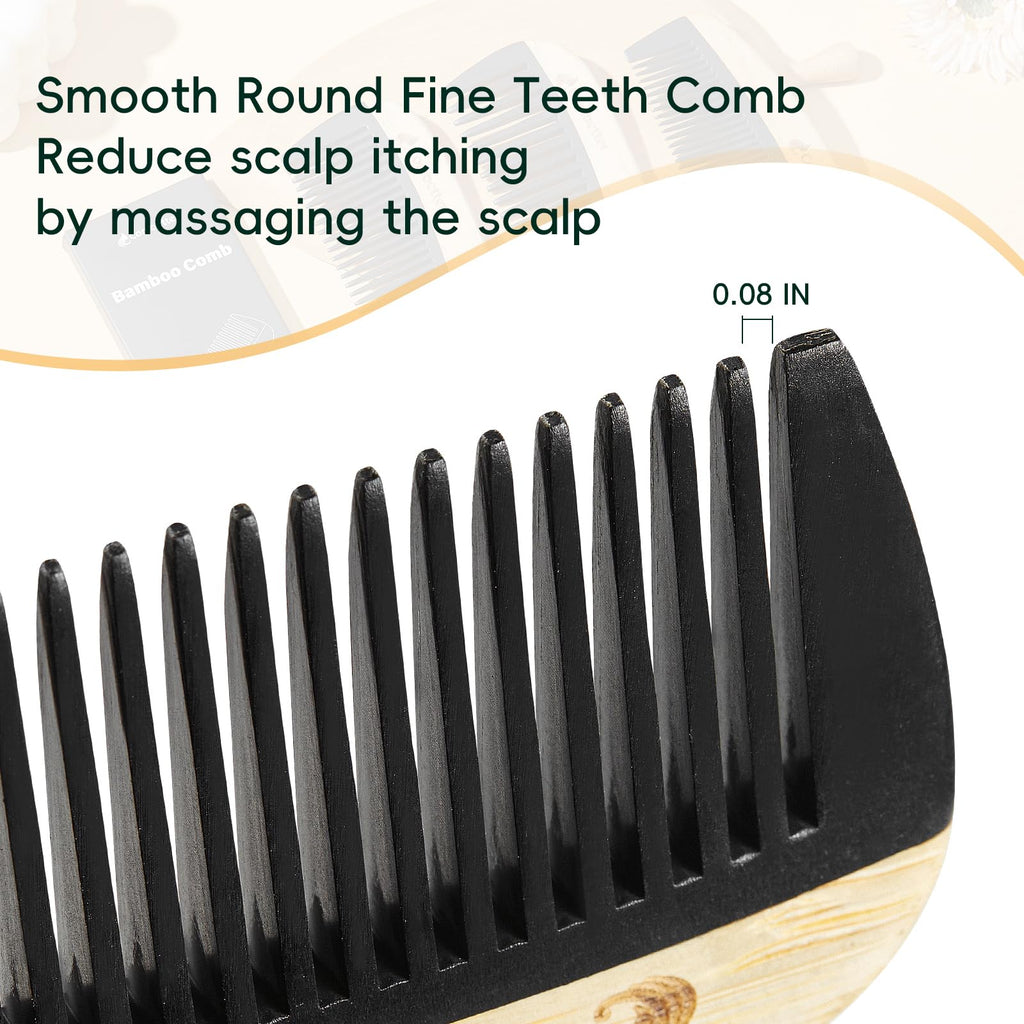 Bamboo Wide Tooth Detangling Comb, Anti Static for Curly, Thick Hair,Beard