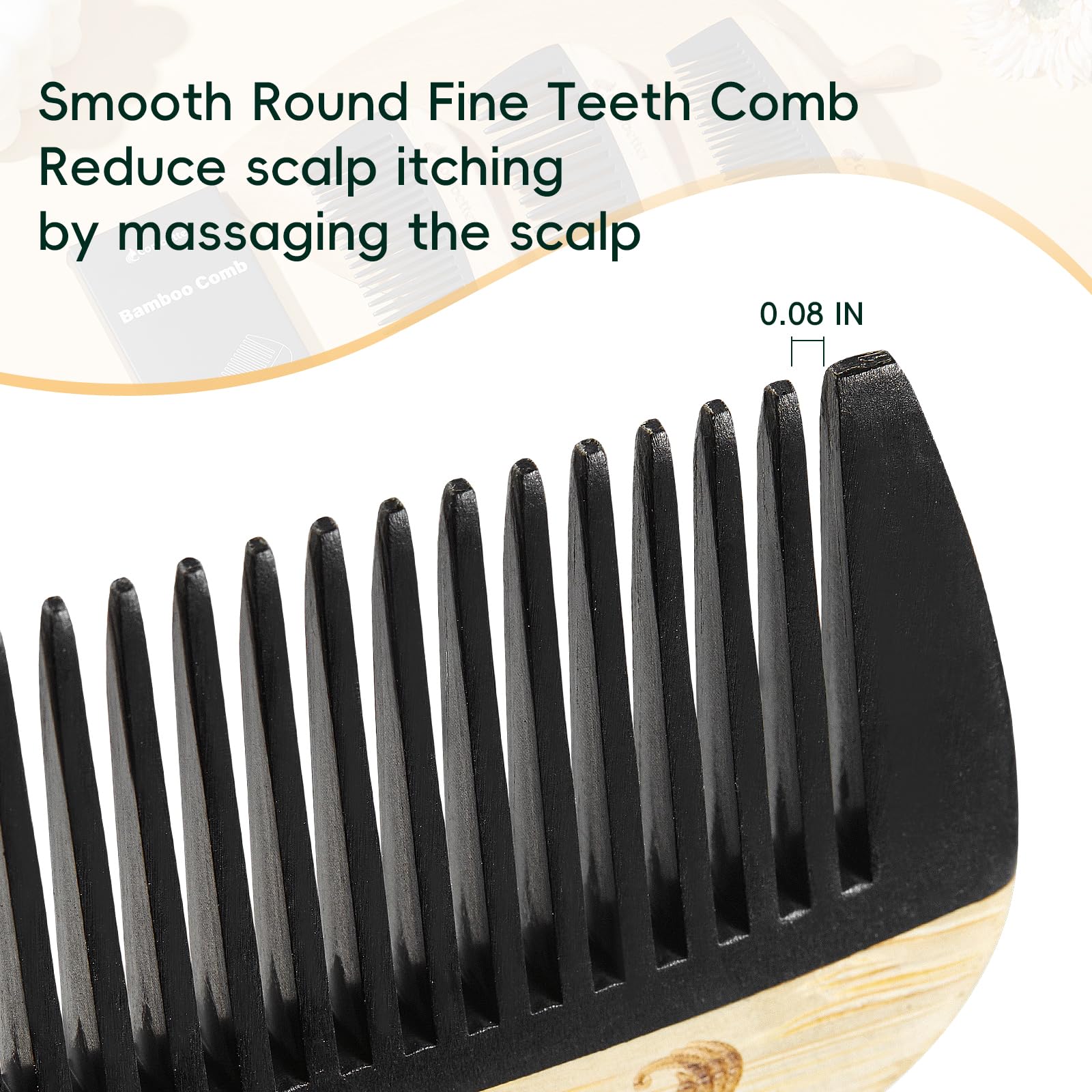 Bamboo Wide Tooth Detangling Comb, Anti Static for Curly, Thick Hair,Beard