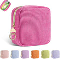 Playexen Period Bag for Girls, Corduroy Sanitary Napkin Pouch, Rose Red