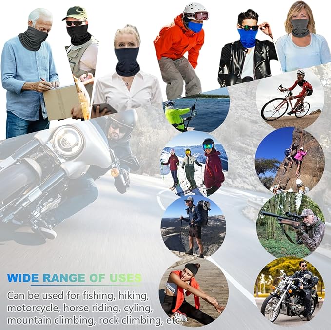 6 Pack Neck Gaiter Balaclava Bandana Gator Face Mask Scart Cover Breathable Sun Protection Headwear for Men Women (6 Pack MIX Color)
