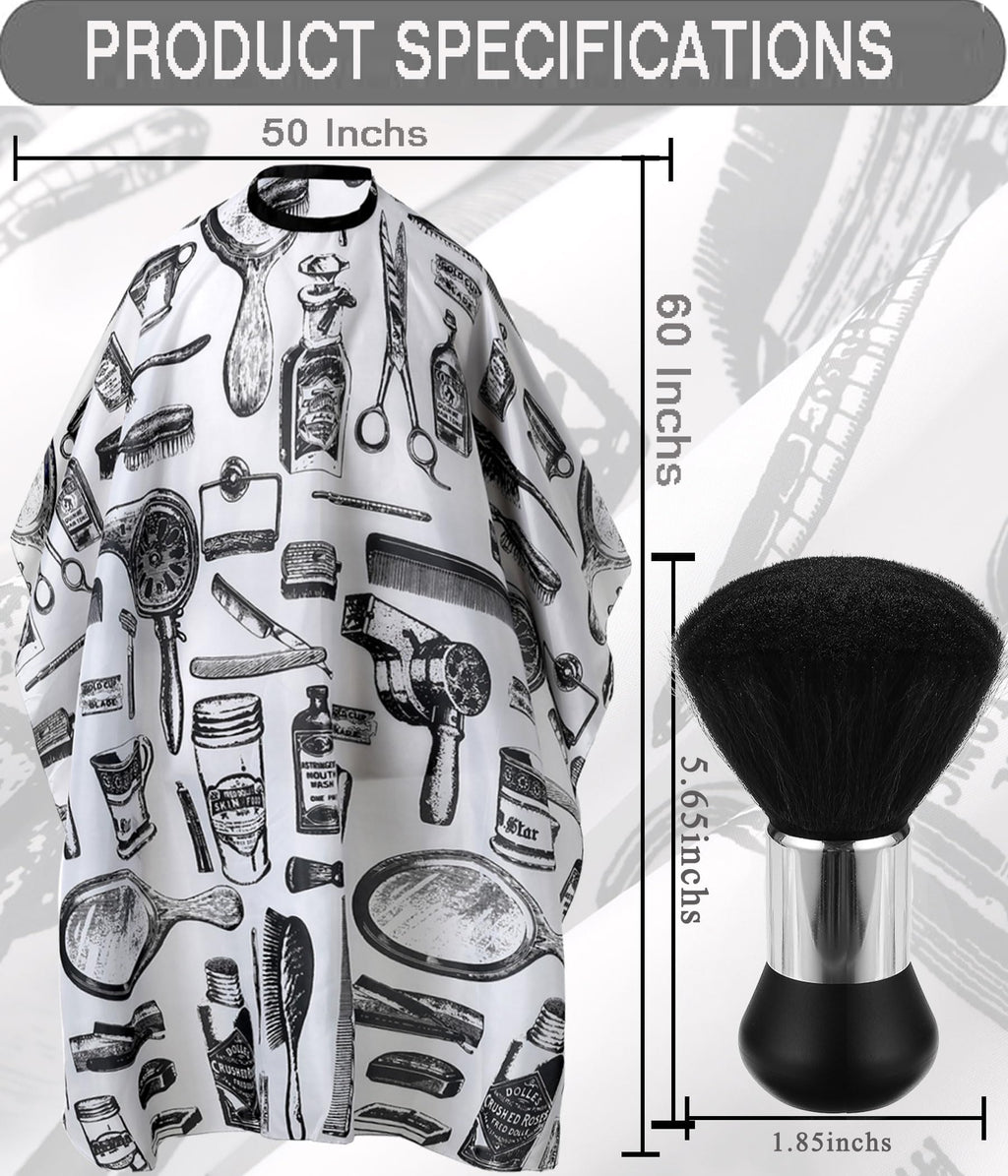 Borogo Professional Hair Cutting Cape with Neck Duster Brush, Salon Barber Cape, Hairdressing Accessories (White Floral Print)