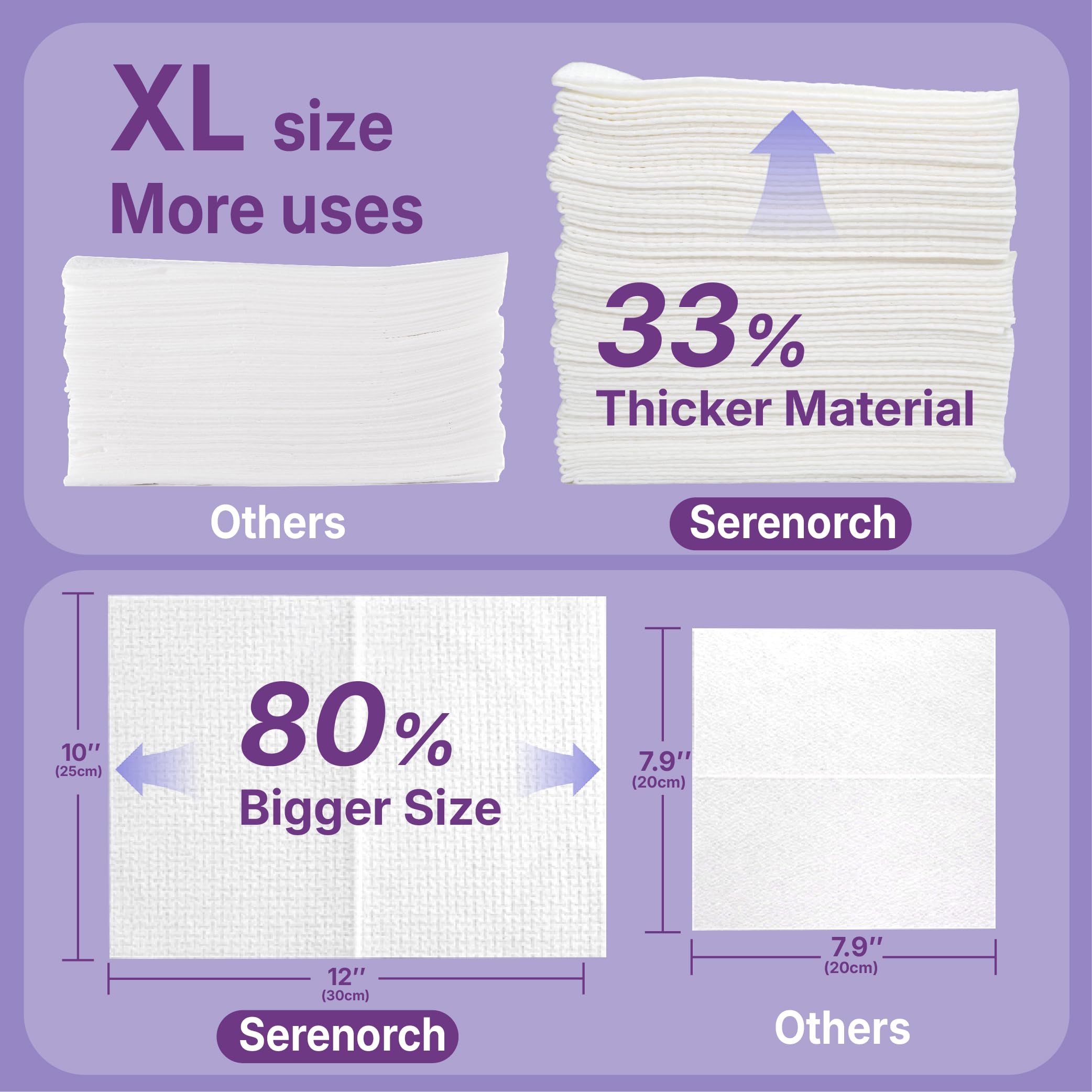 Serenorch Disposable Face Towels XL, 50 Count