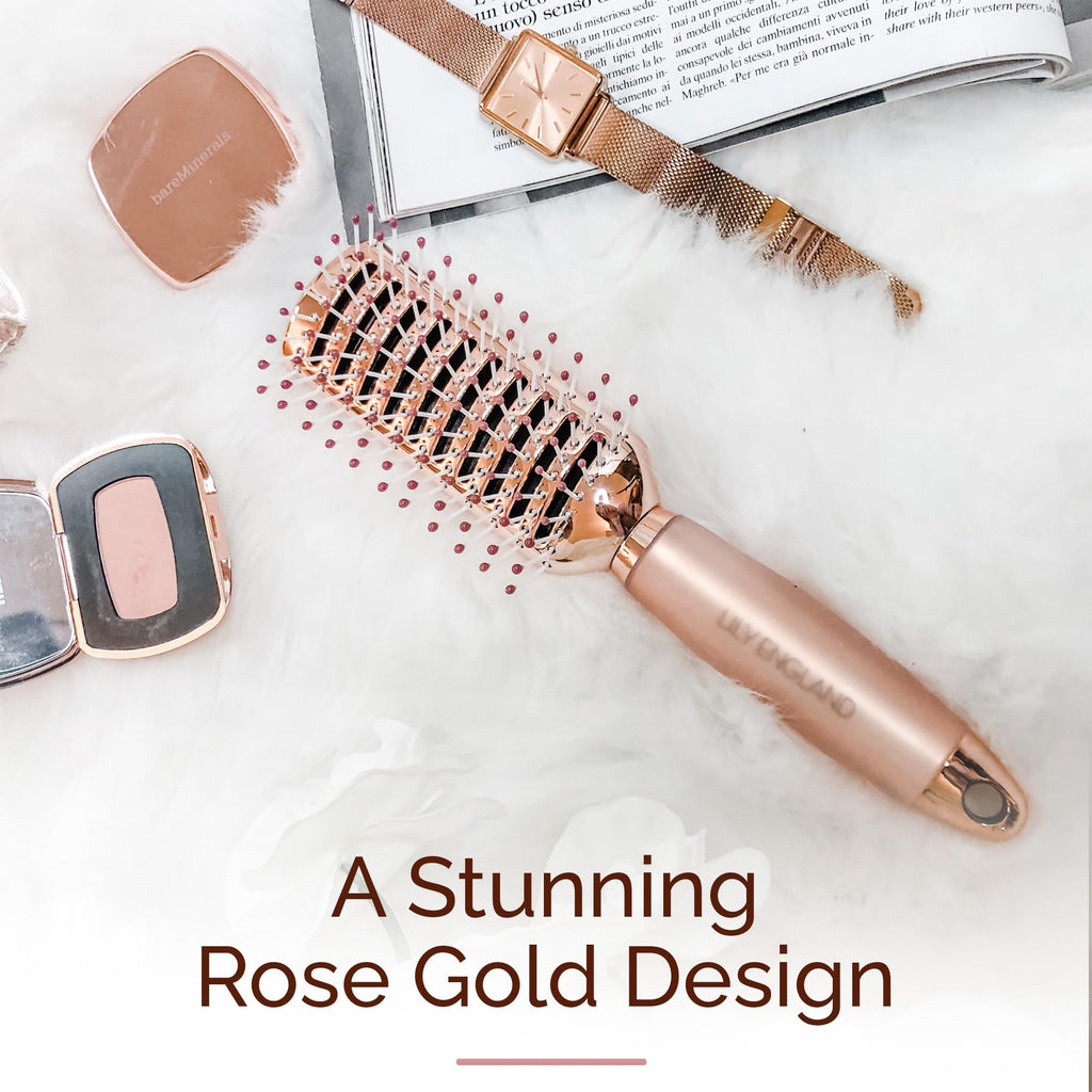 Lily England Vent Hairbrush for Women, Fast Blow Drying Hair Brush, Rose