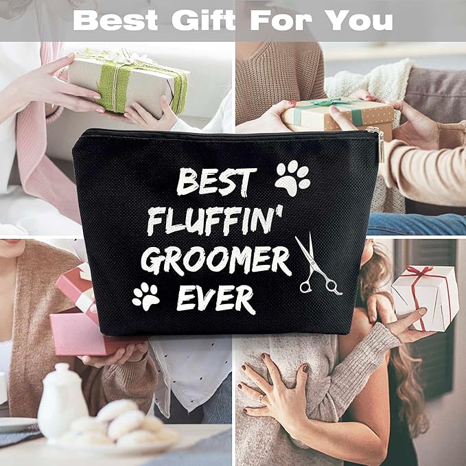 Dog Groomer Grooming Cosmetic Zipper Bag - Black Gift for Dog Lovers, Salon Gifts, Pet Groomer Tool Kit
