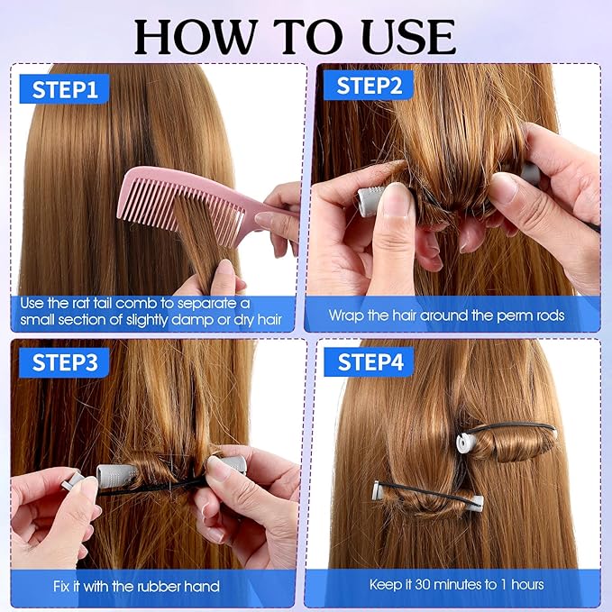 20 Pcs Perm Rods For Short Hair Small Plastic Hair Perming Rods And Rollers Curling Roller Perm Rod Medium For Long Hairs (Grey, 0.59Inch)