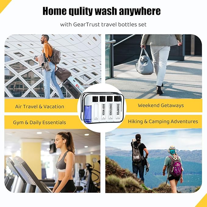 GearTrust TSA Travel Size Bottles for Toiletries, Shampoo Travel Bottles