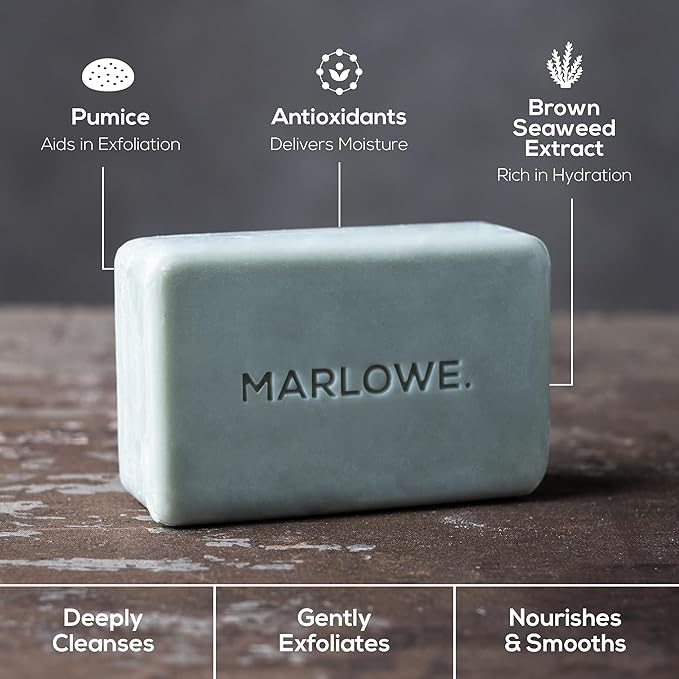 MARLOWE. Lightly Exfoliating Cleansing Soap Bar, Sage + Fir 7 oz (12 Bars)