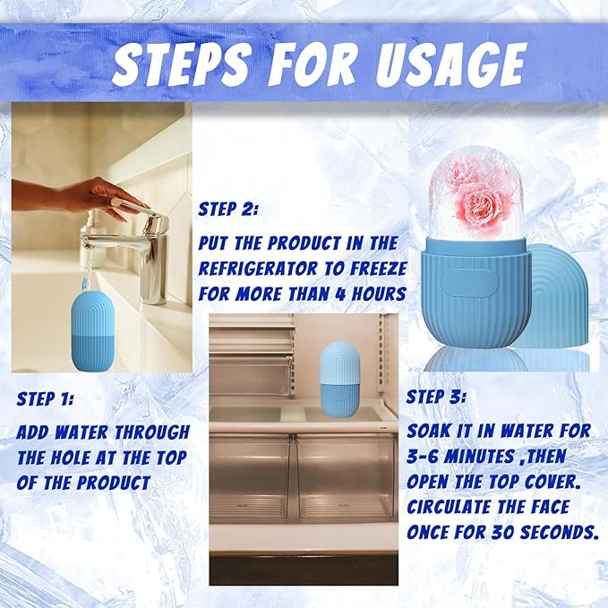 Joyeee Ice Face Roller, Reusable Silicone Mold Face Massage Eye Facial Beauty Skin Care Tools Apply Ice for Shrink Pores Anti Wrinkle Reduce Puffiness Improve Skin Elasticity, Striped