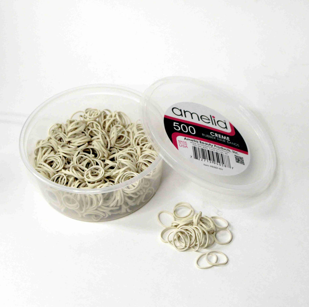 Amelia Beauty 500 Count Small Rubber Bands for Hair – ½" White - Made in USA - Recloseable Container - Mini Hair Elastics for Braids, Ponytails, Cornrows & Twists – Strong Hold Ponytail Holders