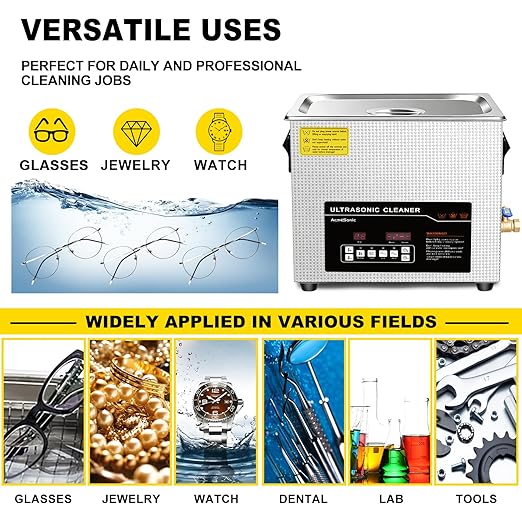 ACMESONIC Ultrasonic Cleaner 15L Dual-Frequency Professional Digital Stainless Steel Cleaning Machine with Heater Timer for Denture, Coins, Small Metal Parts, Circuit Board, Lab Tools, etc