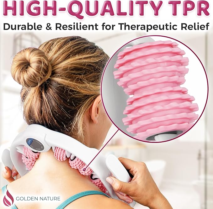 Golden Nature Cellulite Massage Roller - Anticellulite Massager for Thighs, Neck & Body - Fascia Massage Tool with Detachable Rollers - Handheld Lymphatic Drainage Tool for Deep Tissue Exercise