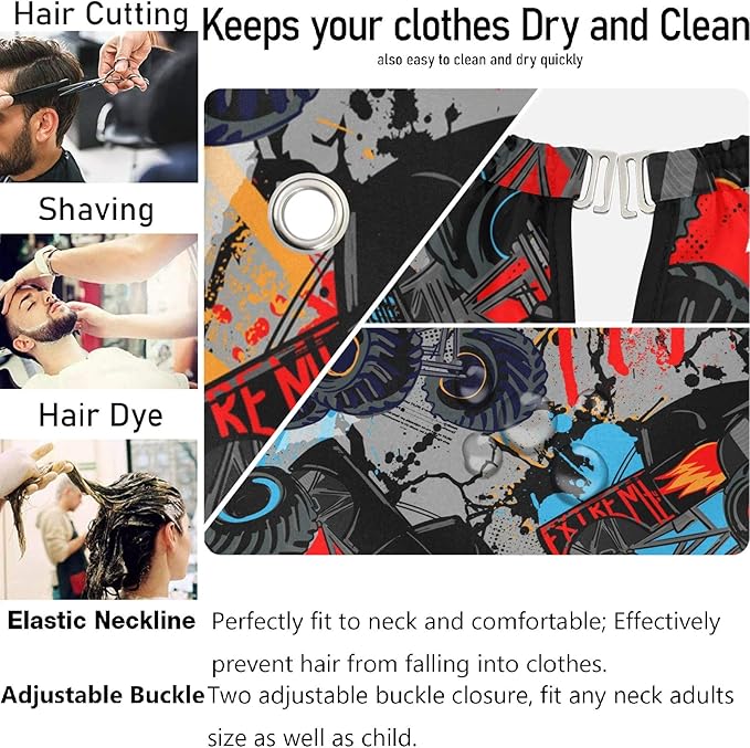 visesunny Monster Truck Car Pattern Barber Cape Anti-Static Hair Cutting Cape with Snap Closure Professional Salon Polyester Cape Barber Water-Resistant Hairdressing Cape Adjustable Snap for Hairstyli