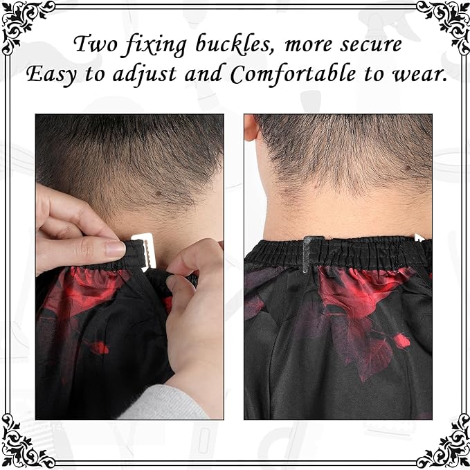 AOZUO Hair Cutting Cape, Hairdresser Apron Salon Cape with Adjustable Elastic Hooks Floral Pattern Barber Cape for Hair Stylist Hair Dye (Red)