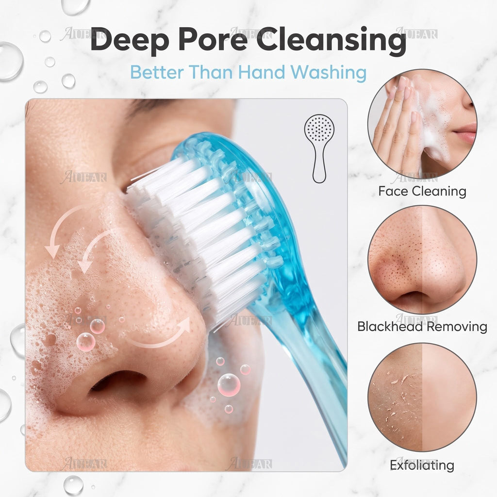 AUEAR, 4 Pack Face Brush for Cleansing and Facial Cleaning with Cap for Women and Girls Wash Makeup Massaging