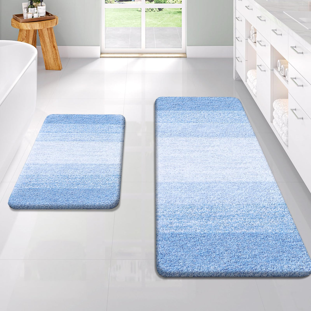 OLANLY Micorfiber Bathroom Rug Set 2 Piece, Soft Absorbent Bath Mats, Red