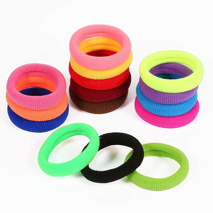 QRTVI Baby Hair Ties, Cotton Toddler Hair Ties for Girls and Kids, Multicolor Small Seamless Hair Bands Elastic Ponytail Holders(15 Colors)