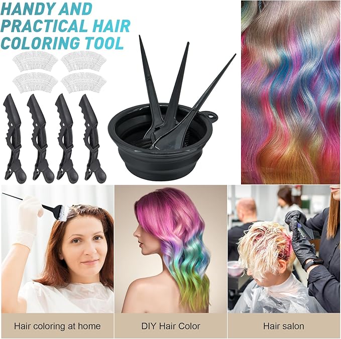 Xarchy 12 Pcs Hair Bleach Kit Professional Hair Coloring Products with Hair Dye Brush, Hair Color Bowl, Earmuffs, Hair Clips for Salon Hair Dye, Hair Color at Home, Hair Highlighting