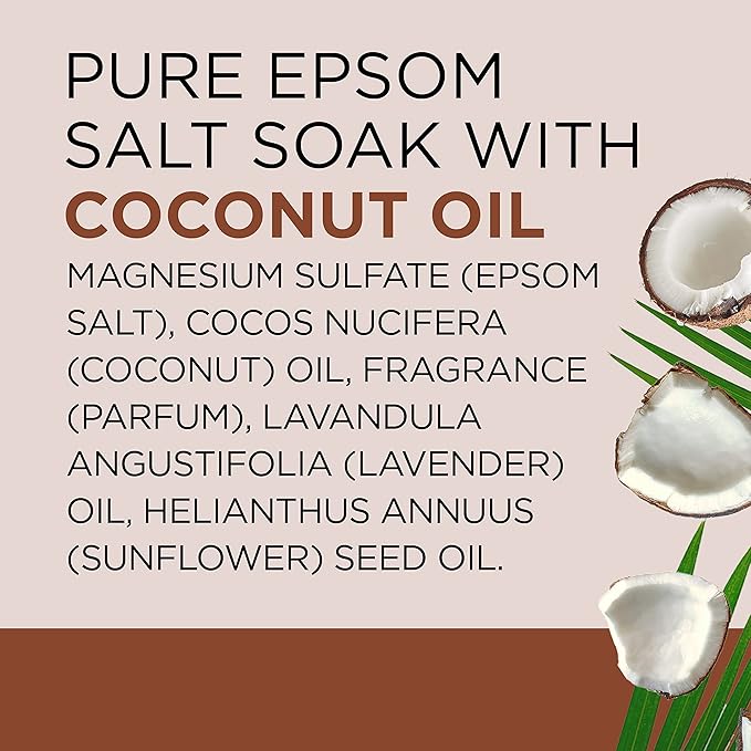 Dr Teal's Salt Soak with Pure Epsom Salt, Nourish & Protect with Coconut Oil, 3 lbs (Pack of 2)