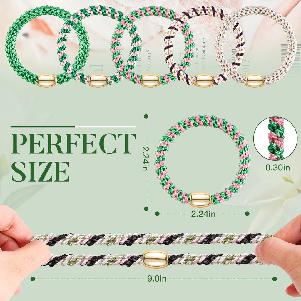 FORENEE 10Pcs Braided Hair Ties for Thick Hair - Green