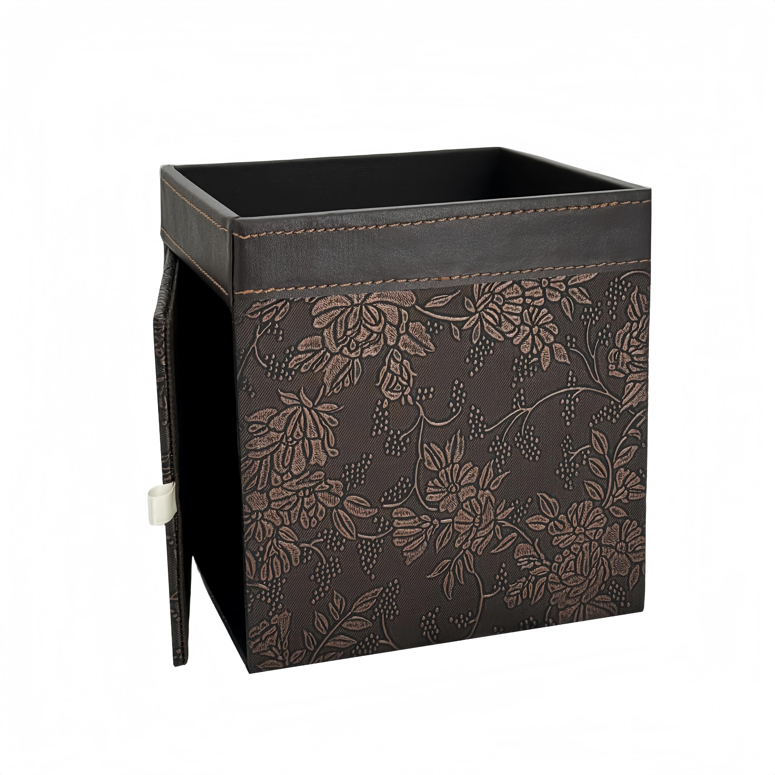 PU Leather Tissue Box Cover Square, Modern Tissue Holder with Storage Valet Tray, Nightstand Decorative Tissues Case, Facial Tissue Box Holder for Bathroom,Bedroom,Livingroom and Office (Antique)