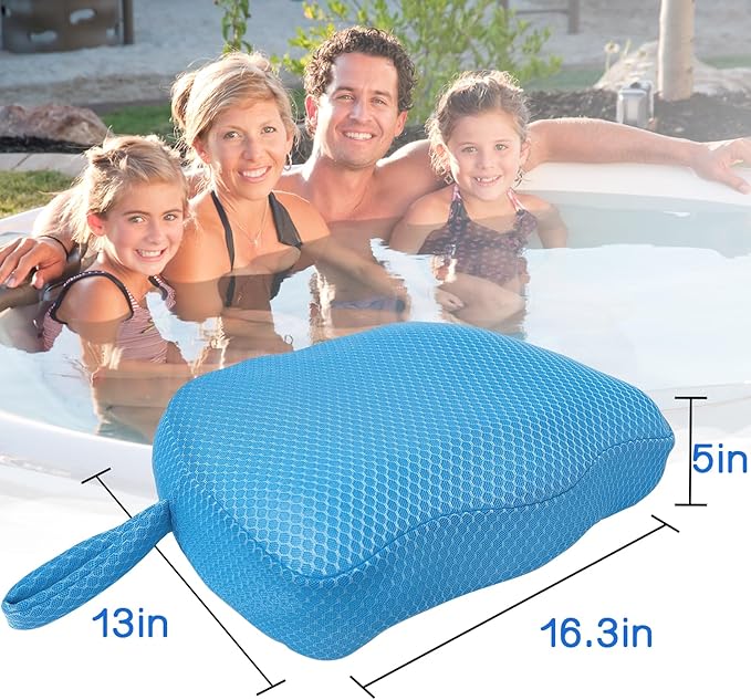 AEROiVi Hot Tub Booster Seat for Adults 5in Thick Weighted Quick Sink Blue