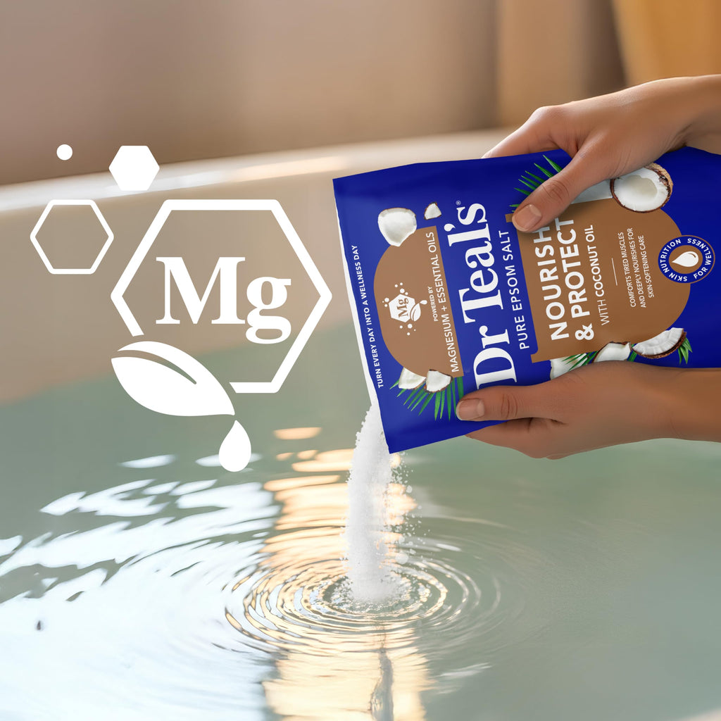 Dr Teal's Epsom Salt Magnesium Soak, Nourish & Protect with Coconut Oil, 3 lbs