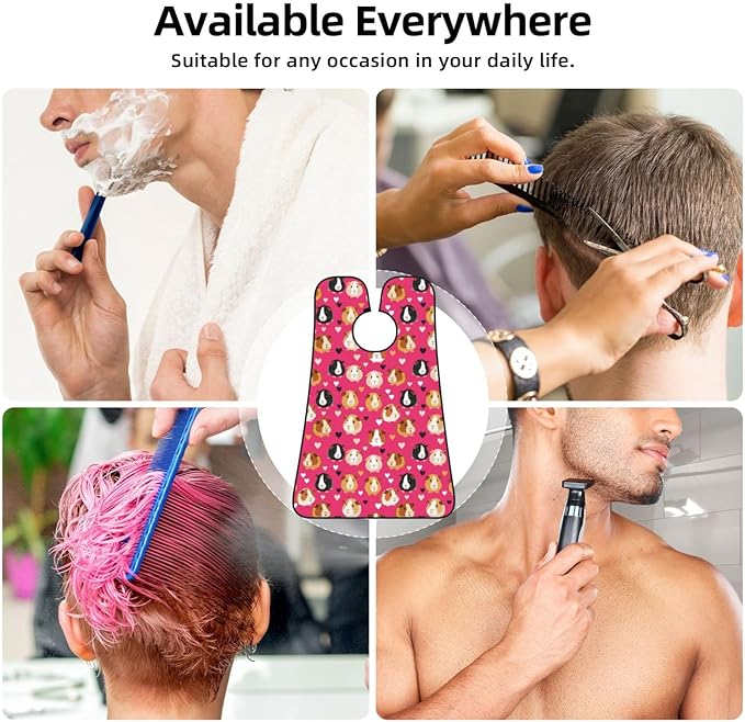 Adjustable Beard Catcher Apron, Love Heart Guinea Pig Pet Shave Bib, Non-Stick Waterproof Grooming Bib, Shaving Essential for Men Dad Christmas