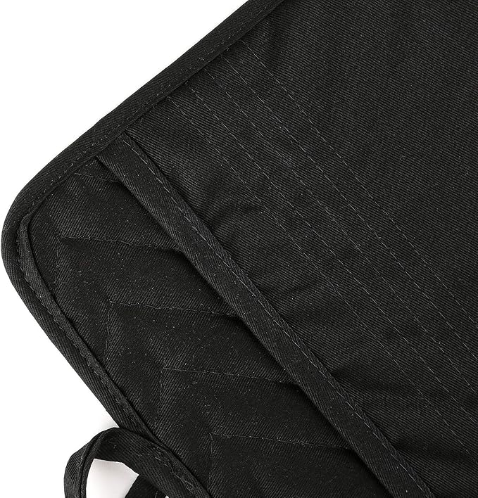 VEIKERY Oven Pot Holder with Pocket Cotton Heat Resistant Coaster Potholder Kitchen Hot Pad Oven Mitts for Cooking Square 7"x9" Set of 3 (Black)