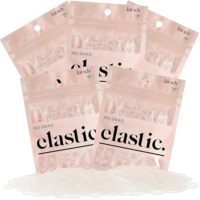 Kitsch Hair Ties No Damage for Kids, Teens and Women - Rubber Bands for Hair Styling | No Snag Hair Elastics | Daily Hair Accessories - 500pcs (Clear)