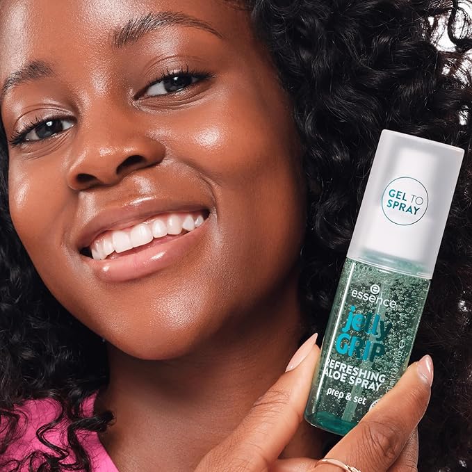 essence | Jelly Grip Refreshing Aloe Spray | Hydrating Gel-to-Mist with Aloe Vera for a Fresh, Glowy Finish | Preps, Sets & Refreshes Makeup | Vegan & Cruelty-Free