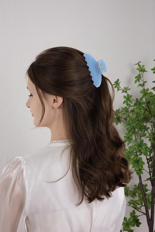 OideGuiing Durable Acetate Hair Clips - 4-Inch Wathet Blue Claw Clips for Fine and Thick Hair (Wathet Blue)