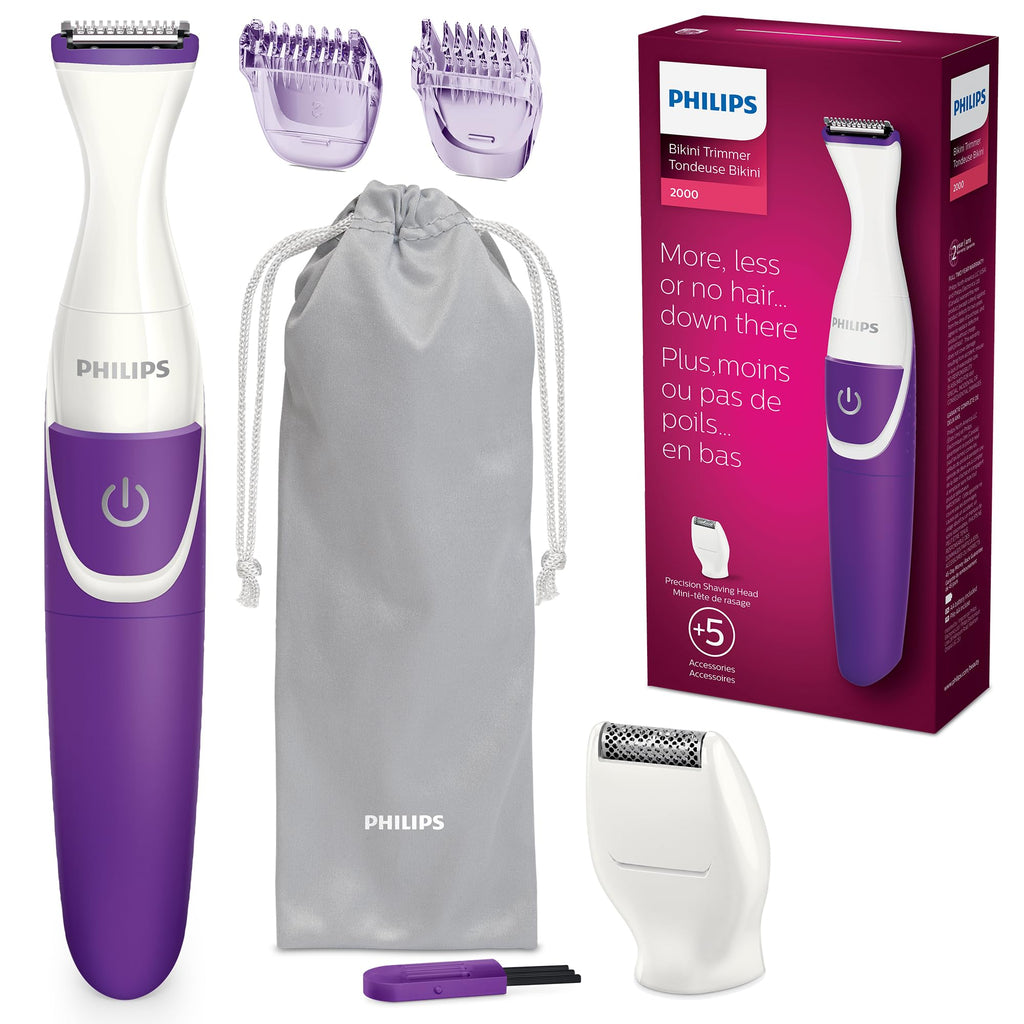 Philips Beauty Bikini Genie Cordless Trimmer for Bikini Line Hair Removal, with Shaving Head and Comb, BRT383/50