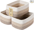 Small Storage Baskets for Organizing | Closet Organizer Bins | Shelf Toy Basket | Woven Rope Baskets | Cube Decorative Box | Shallow Basket |11.5x7.5x4.7”| 3 Packs Gradient Brown