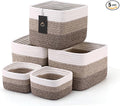 5-Pack Storage Cubes Woven Rope Baskets - 2 Sizes Organizer Bins for Closet, Shelf, Bookshelf, Nursery, Changing Table, Cube Storage Bins, Storage Baskets for Bathroom Toy & Home