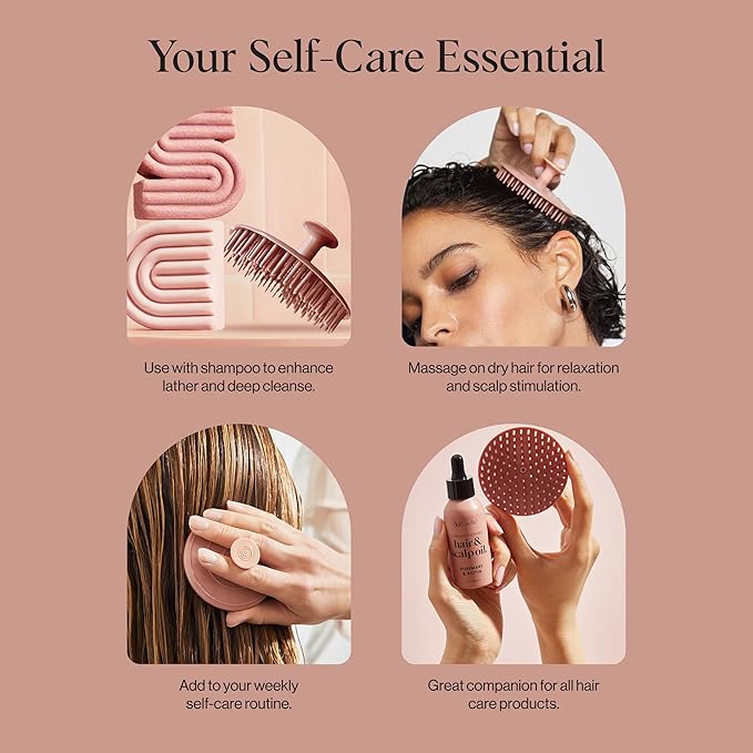 Kitsch Scalp Massager for Hair Care - Scalp Scrubber, Shampoo Brush & Exfoliator for Scalps- Hair Scrubber for Relaxing Bath - Terracotta