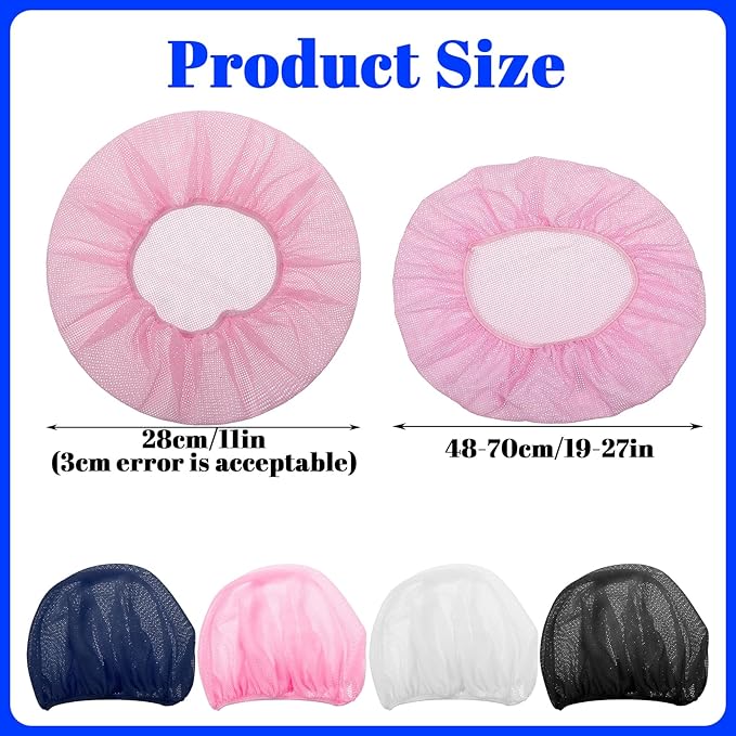 guduling 4pcs Mesh Hair Net for Sleeping, Net Plopping Cap for Drying Curly Hair, Curly Hair Drying Cap for Women Sleeping Dry Hairs, Kitchen Home Use (Black, Navy, Dark Blue, Gray)