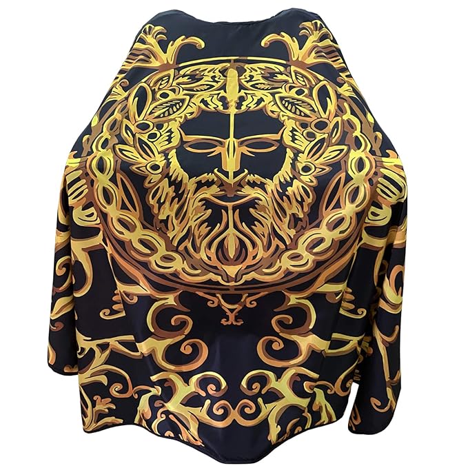 Pelocapa Barber Cape for Men Hair Cutting Salon Cape with Snap Closures Waterproof Professional Large Barber Hairdresser Cape- 63”× 56”(Gold Leader)
