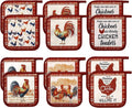 Bencailor 12 Pcs Pot Holders with Pocket Kitchen Hot Potholders Hot Pad Oven Mitts Cookie Bag Oven Gloves for Kitchen Gift Baking Cooking(Bright Red,Red Rooster)
