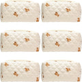 PAZIMIIK Small Quilted Makeup Bag,Zipper Cosmetic Pouch,Gauze Bear,6 Pack